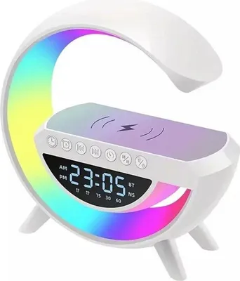 Obrázek produktu pro Bluetooth reproduktor s LED lampou bezdrátovou nabíječkou a hodinami - BT-3401