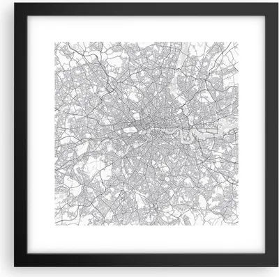 Produktbild von Gerahmtes Poster - Schwarzer Rahmen - Stadt Karte London - 30x30 cm - Wand Bild - Wanddeko - Wandbilder - Kunstposter - Wandposter - Bilderrahmen - Bilder - Kunstdruck - P2BAC30x30-4680