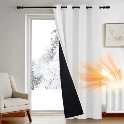 Produktbild von Thermovorhang Verdunkelung Kälteschutz Vorhang Raumteiler Vorhänge mit Ösen Gardinen Türvorhang, 1 Stück, Weiß, 132x160cm