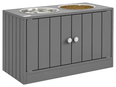 Obrázek produktu pro Dávkovač krmiva pro psy, zvýšený design, skrytý úložný prostor, barva: šedá, rozměry: 60 x 30 x 35,5 cm