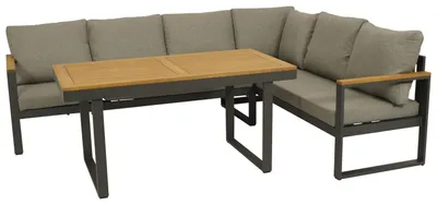 Produktbild von Eck-Diningset aus Akazie mit Polstern 187 x 71 x 187 cm