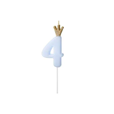 Produktbild von PartyDeco Geburtstagskerze ZAHL 4 Farbe Hellblau 9,5 cm