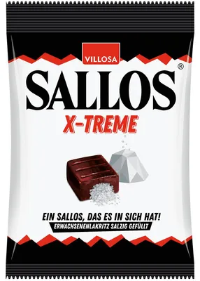 Immagine prodotto di Sallos X Treme caramelle dure con ripieno di salmiak alla liquirizia 150g