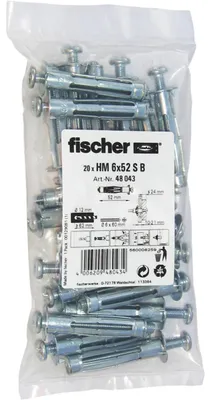 Produktbild von Hohlraum-Metalldübel HM 6x52 S B (silber, 20 Stück, mit Schraube)