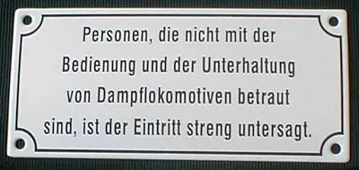 Produktbild von Eisenbahn Schild Personen, die nicht mit der Bedienung..