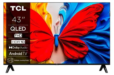 Image de Téléviseur intelligent TCL 43V5C QLED, 108 cm, Full HD, Android TV, Dolby Audio, Noir,