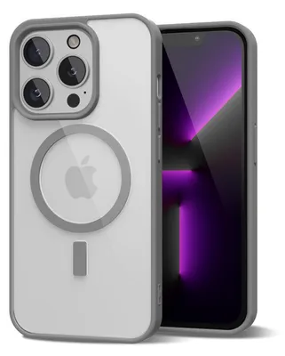 Obrázek produktu pro Magnetický kryt pro iPhone 13 Pro, kompatibilní s MagSafe, průhledné nárazuvzdorné pouzdro, ochranný zadní kryt Šedá
