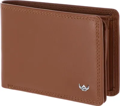 Zdjęcie produktu dla Złoty portfel skórzany Polo RFID Protect mini portfel 1196 Cognac brązowy