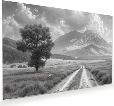 Produktbild von Glasbild 45x30cm in XXL für Wohnzimmer, Schlafzimmer Motiv Berglandschaft Weg