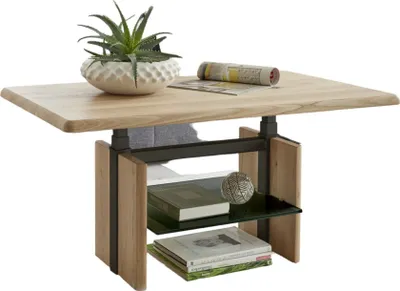 Produktbild von Couchtisch eckig Cathi 110x65x50 Wohnzimmertisch Massivholz Wildeiche geölt 16178