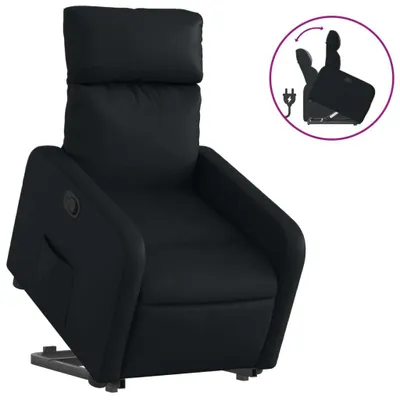 Produktbild von Relaxsessel mit Aufstehhilfe Schwarz Kunstleder