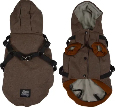 Produktbild von Hunde Mantel m. Gurt Winterjacke Hundemantel Hundebekleidung Mantel Jacken braun, Größe:L