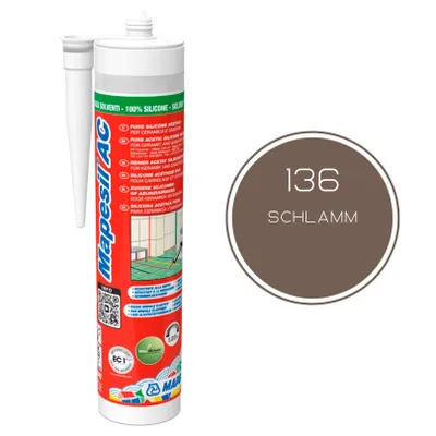 Produktbild von MAPEI® MAPESIL AC 1-Komponenten Fugen-Silikon 136 schlamm 310 ml zum Abdichten mit BioBlock® ANTISCHIMMEL