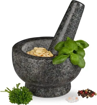 Zdjęcie produktu dla Szare granitowe moździerze, 13 cm, 250 ml, do przypraw