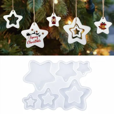 Produktbild von Silikonform Weihnachten 6 Stern-Anhänger Gießform für Epoxidharz, Wachs, Gips
