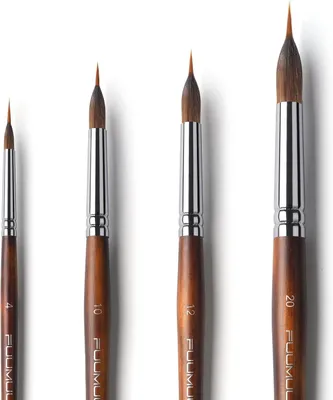 Produktbild von Aquarellpinsel Linierer Professionell - 4 Stück Künstlerpinsel mit Farbspeicher und Bester Spitze für Aquarellmalerei, Flüssige Acrylfarben | Farbspeicher für Ausdauer | Liner Pinsel, Spitz Pinsel