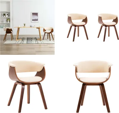 Produktbild von vidaXL Esszimmerstühle 2 Stk. Creme Bugholz und Kunstleder - Esszimmerstuhl - Esszimmerstühle - Stuhl - Stühle