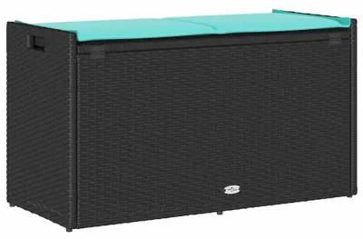 Produktbild von vidaXL Outdoor-Sitzbank mit Stauraum und Kissen Schwarz 100 cm