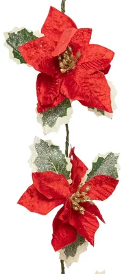 Produktbild von Weihnachtsgirlande mit roten Blumen, 180 cm