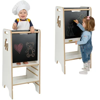 Zdjęcie produktu dla Akcesoria kuchenne dla dzieci z regulacją wysokości, z płyty MDF, z tablicą kredową w kształcie słonia