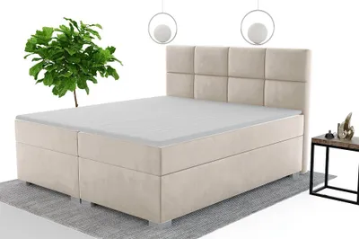 Produktbild von FurMeb24 - Boxspringbett , Ehebett  160x200cm BENIO  Hotelbett , Polsterbett , Doppelbett , inklusive TopperFarbe : Velutto 02