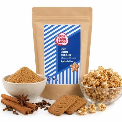 Produktbild von POPCORNLOOP Spekulatius 300g Popcornzubereitung Popcorn Mais Gewürz zum Verfeinern Kochen Backen Dessert Müsli-feiner Spekulatius-Gewürzmischung