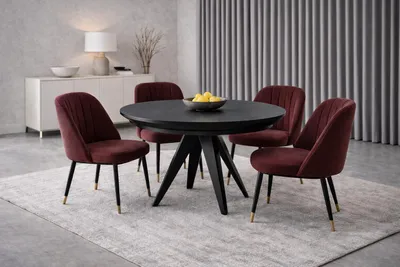 Image de VIGO Table pliante ronde moderne style loft Noir 120 cm