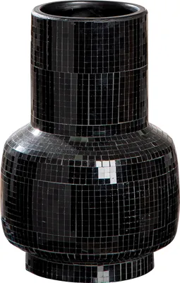Obrázok produktu pre Váza na hrdlo Gilde, Black Disco , keramika, čierna,Polyuretán2, v. 24 cm, hl. 16 cm výška: 23,50 cm priemer: 16,00 cm 34454