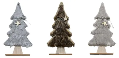 Produktbild von Dekorativer Weihnachtsbaum mit Fellbesatz LUSH, 41 cm, 2. Wahl, Hellgrau