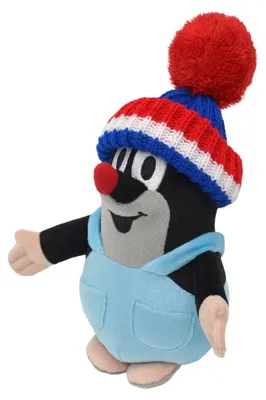 Produktbild von Der kleine Maulwurf Plüschfigur 20cm mit Hose und blauer Trikolor-Mütze – Kuscheltier