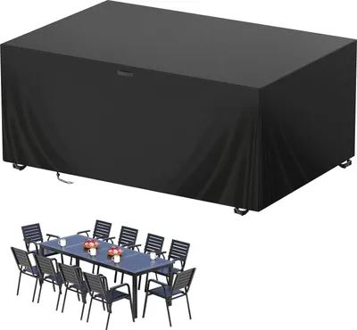 Produktbild von Gartenmöbel-Abdeckung 420D Wasserdicht, winddicht, regenfest und UV-beständig, 180x120x74 cm, schwarz