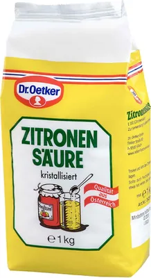 A bag of Dr. Oetker Zitronensäure (citric acid) powder.