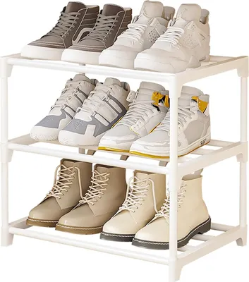 Produktbild von Schuhregal 3 Ebenen, Metall, weiß, für Flur