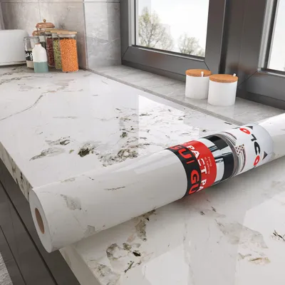 Obrázok produktu pre Vinylová lepiaca fólia 90 x 300 cm, mramor biela, tepelne odolná, pre kuchyňu