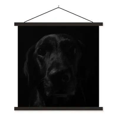Produktbild von MuchoWow® Textilposter Hund - Haustier - Schwarz 60x60 cm mit schwarzem Rahmen - Posteraufhänger