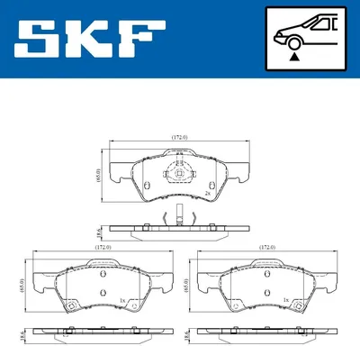 Produktbild von SKF Bremsbeläge Satz Vorne Bremsklötze für JEEP CHEROKEE (KJ) VKBP 81079 A