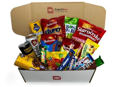 Produktbild von CzechBox Gamer - Leckere Box mit 16 sorgfältig ausgewählten tschechischen Snacks und Süßigkeiten.