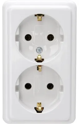 Obrázek produktu pro Zásuvka - Povrchová montáž - Dvojitá - Uzemněná - Bílá - 16 A, 250 V