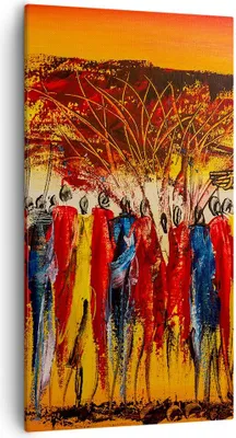 Produktbild von Bild auf Leinwand - Leinwandbild - Afrika Stamm - 55x100cm - Wand Bild - Wanddeko - Wandbilder - Leinwanddruck - Bilder - Kunstdruck - Wanddekoration - Leinwand bilder - Wandkunst - PA55x100-3752