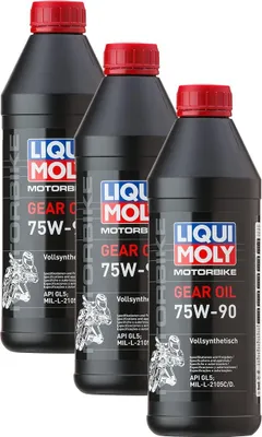 Zdjęcie produktu dla Olej do skrzyni biegów Liqui Moly Motorbike Gear Oil 75W-90, w pełni syntetyczny, 3 x 1 L 3825