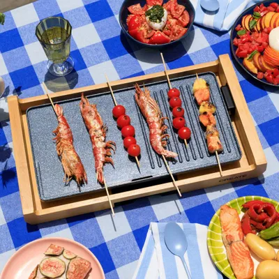 Produktbild von STONE FLAT BAMBOO - 1800W Elektrische Teppanyaki Grillplatte