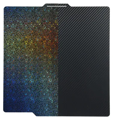 Produktbild von PET+PEY-Bauplattenblatt 257 x 257 mm Federstahlplatte doppelseitig glatt mit Sternenhimmelmuster flexibler Heizbettaufkleber abnehmbare Bauoberflaechenplattform kompatibel mit Bambu Lab X1/X1C/P1P/P1S/A1 3D-Drucker stabiles Formen und einfaches Entformen