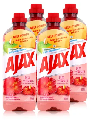 Produktbild von Ajax Allzweckreiniger Hibiskusblütenduft 1L - 100% Reinigungskraft (4er Pack)