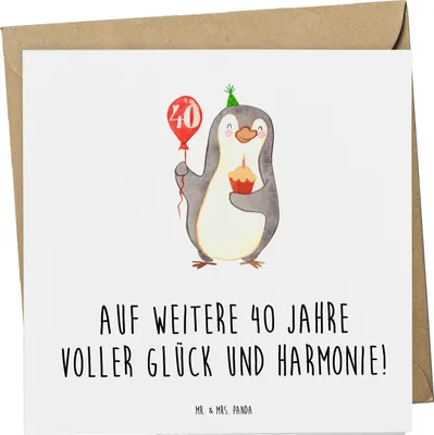 Produktbild von Mr. & Mrs. Panda doppelkarte 40. Hochzeitstag Rubinhochzeit - Weiß - Geschenk, Leidenschaft, Hochzeit, faltkarte, Ehe, Ehejubiläum, Heiraten, Grußkarte, Heirat, Geschenke