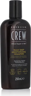 A product shot of a bottle of American Crew Daily Deep Moisturizing Shampoo.