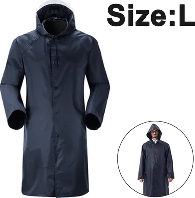 Produktbild von Regenmantel mit Kapuze Wasserdichter langer Regenmantel Leichter Notfall-Regenmantel Cape Herren Damen Marineblau