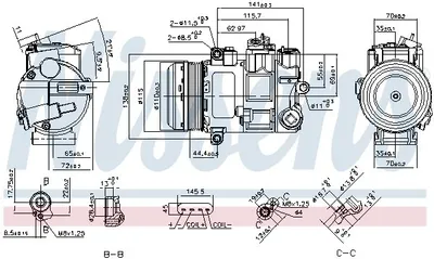 Produktbild von NISSENS 890696 6SBU16C Klimaanlage Klimakompressor PAG 46 R134a passend für MERCEDES-BENZ C-Klasse Limousine (W204) C-Klasse T-modell (S204) GLK