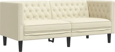 Produktbild von vidaXL Chesterfield-Sofa 2-Sitzer Creme Kunstleder