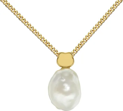 Produktbild von Keshi-Perle 585 Goldanhänger 14 Karat für Damen und Kinder. Mit Kette 55 cm
