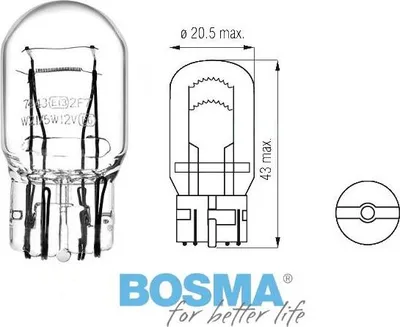 Zdjęcie produktu dla Żarówka BOSMA 12 V 21/5 W W21/5 W T20q BLISTER 2 szt.